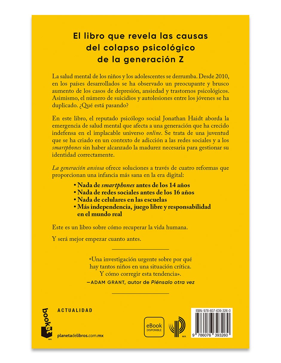 Libro La Generación Ansiosa De Jonathan Haidt 2