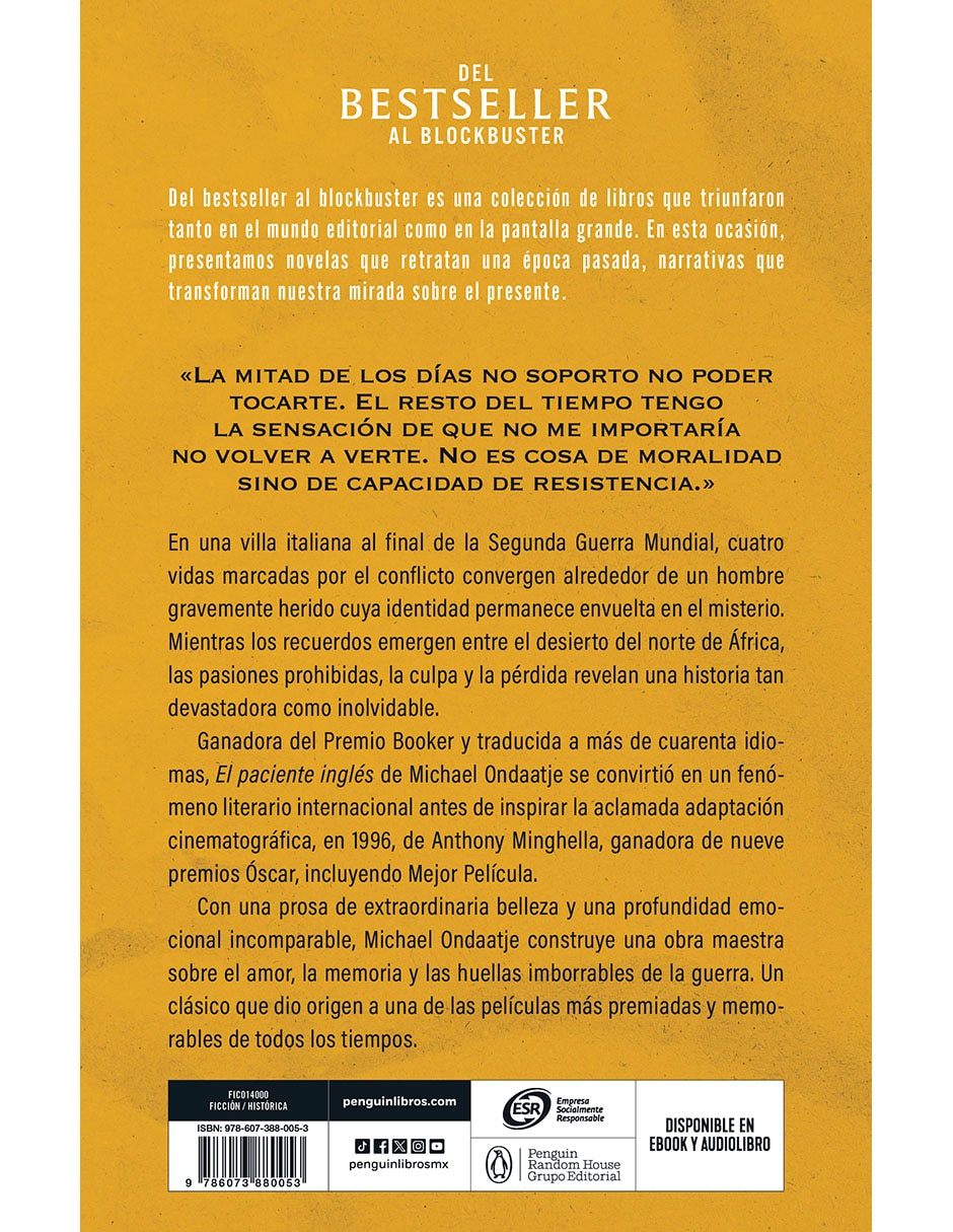 Libro El Paciente Inglés De Michael Ondaatje 2