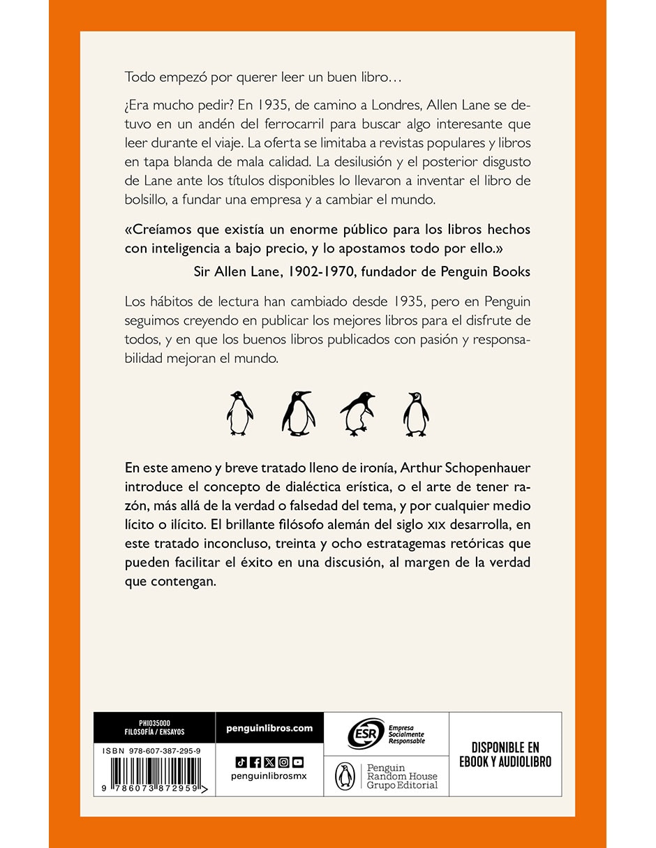 Libro El Arte De Tener Razón De Arthur Schopenhauer 2