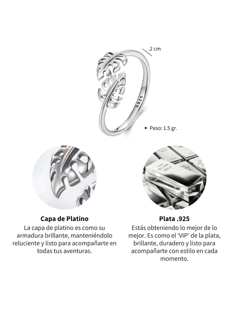 Anillo de hoja Nature P 925 de plata pulido 3