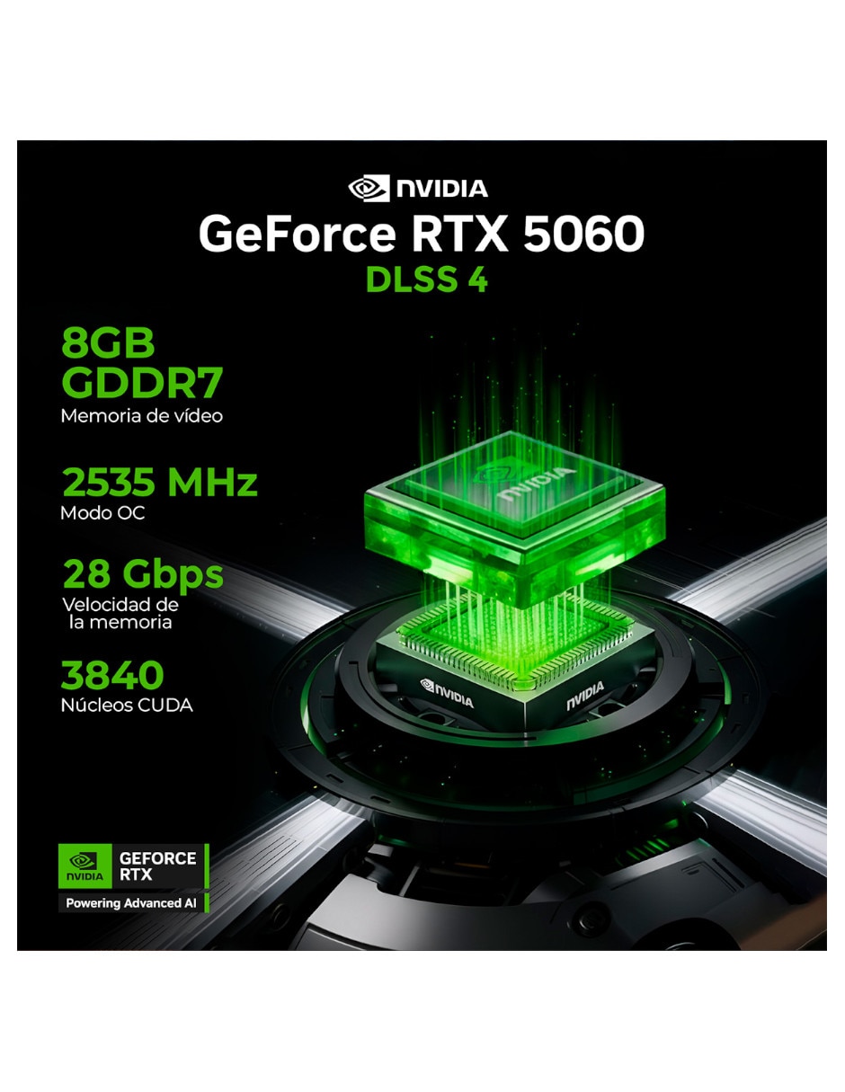 Computadora gamer xtpcr716gb5060ge amd ryzen 7 nvidia geforce rtx 5060 16 GB RAM 1 TB SSD 4