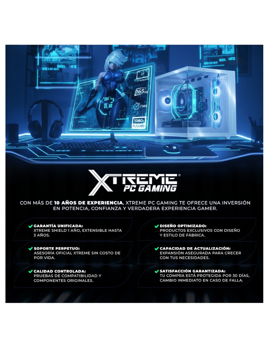Computadora gamer xtpcr716gb5060ge amd ryzen 7 nvidia geforce rtx 5060 16 GB RAM 1 TB SSD 5