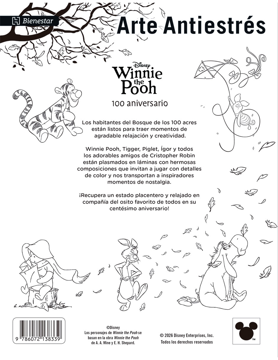 Libro Arte Antiestrés: Winnie the Pooh 100 aniversario de Ediciones Larousse