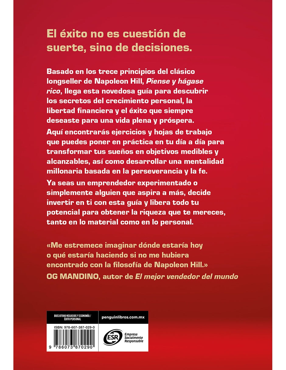 Libro Piense y hágase rico: la guía de Napoleon Hill