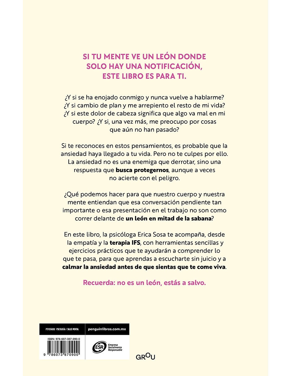 Libro No es un león es ansiedad de Erica Sosa