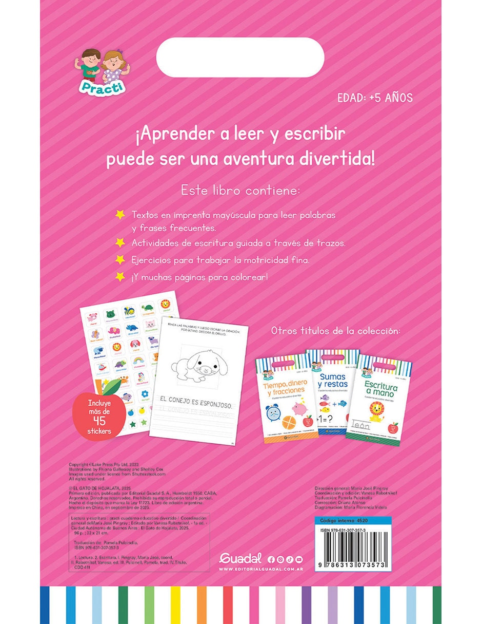 Libro Lectura y Escritura Cuaderno Educativo Divertido de Guadal 2