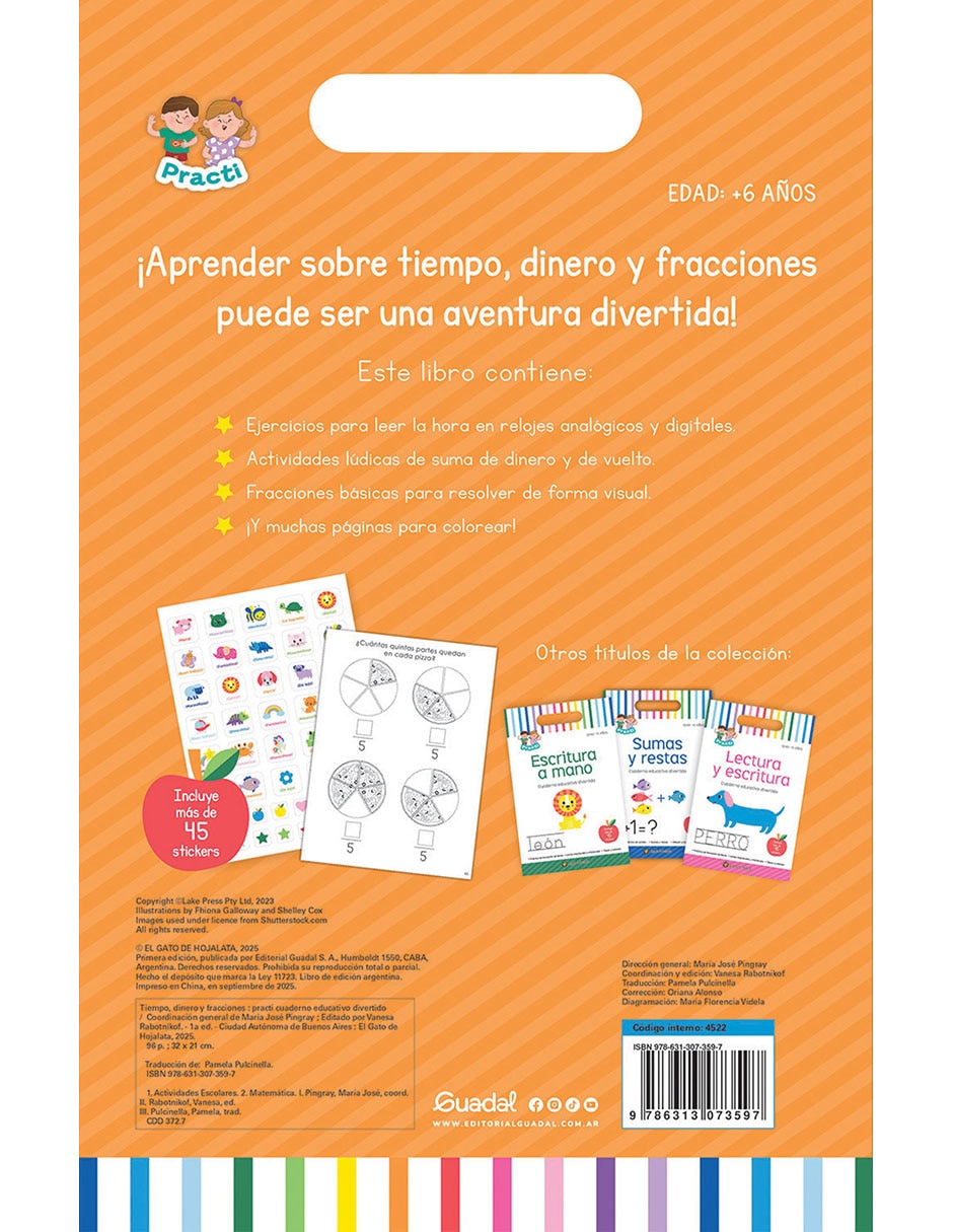 Libro Tiempo, Dinero y Fracciones *Practi Cuaderno de Editorial Guadal